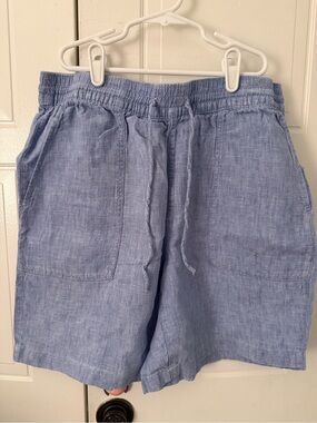 Lands' End Light Blue Women's Linen Blend Drawstring Shorts size small prairie